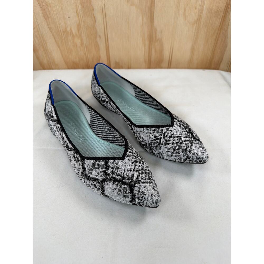Rothy's The Point Python Textured Flats Size 8.5 Grey Black Travel Minimalist